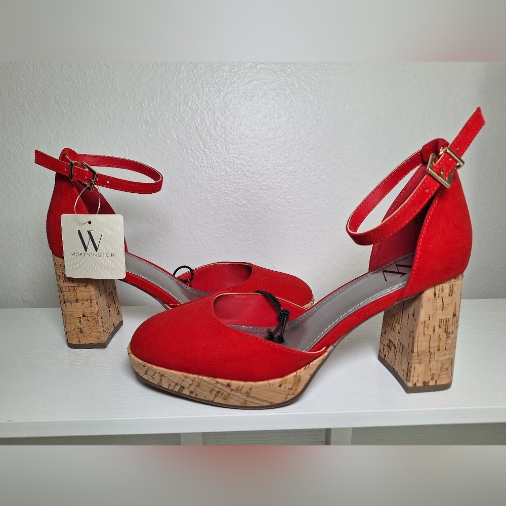 Worthington Red Women's Shoes with Cork Heel